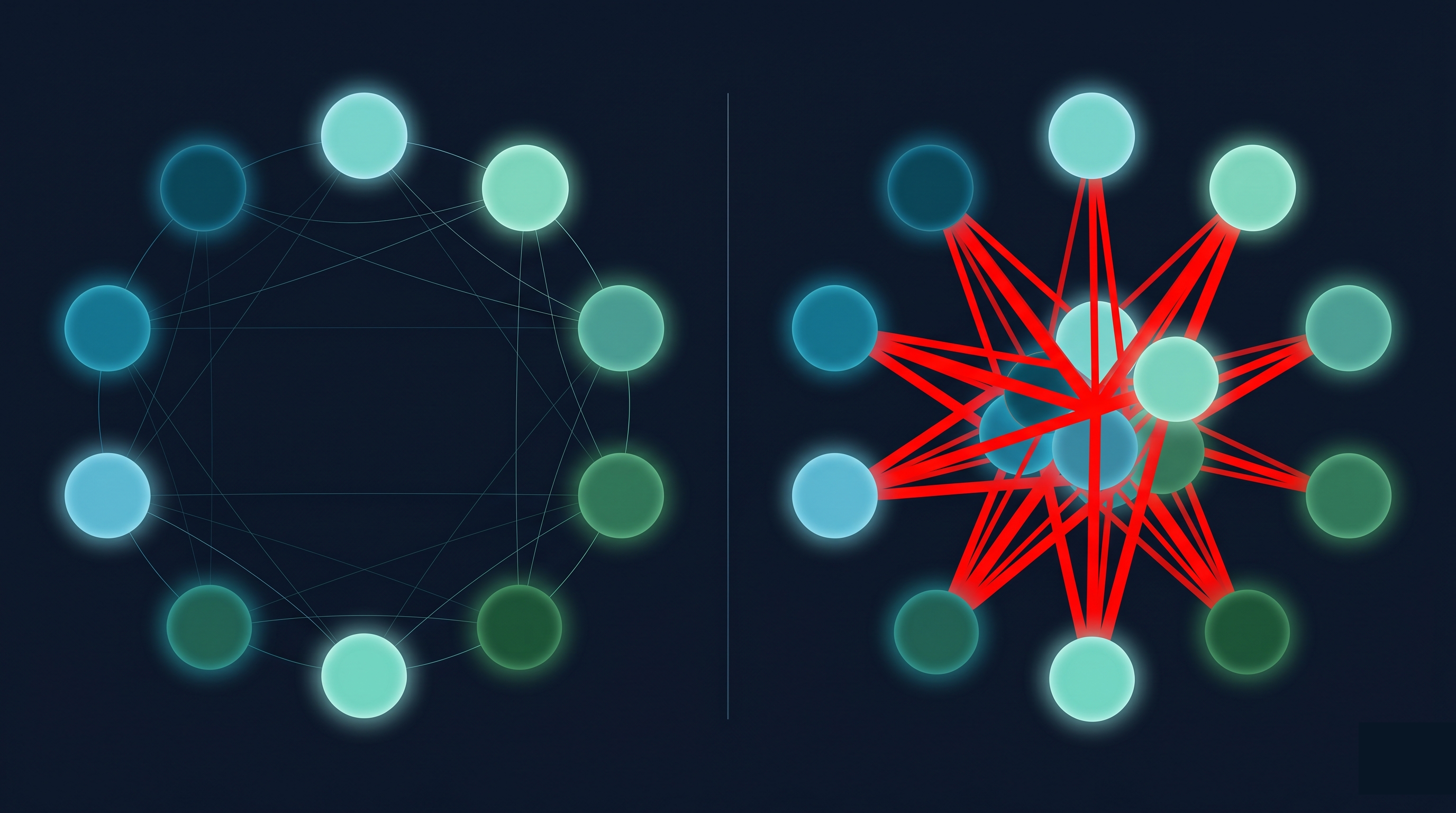 Visualization showing correlated positions collapsing into a single cluster during a crash
