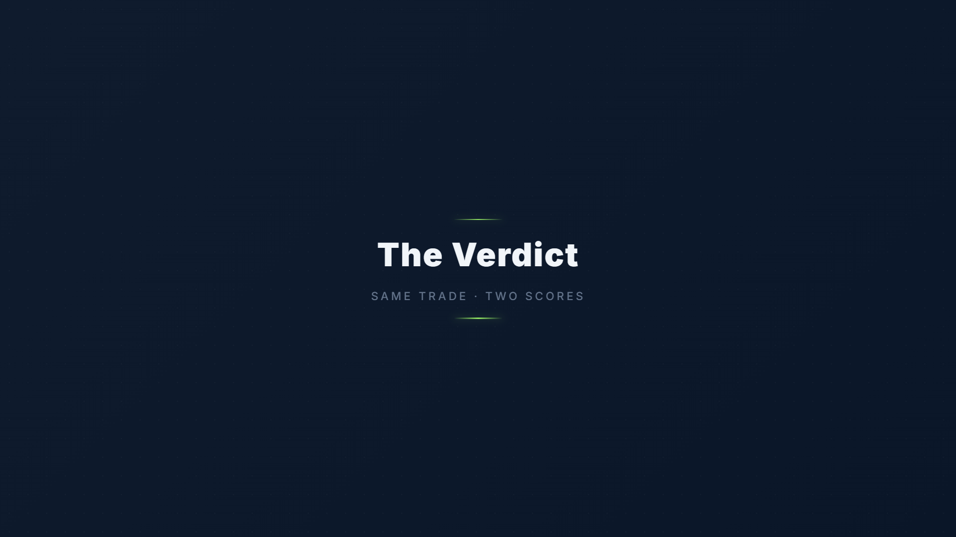 Dark visualization showing the gap between trade quality and portfolio fit