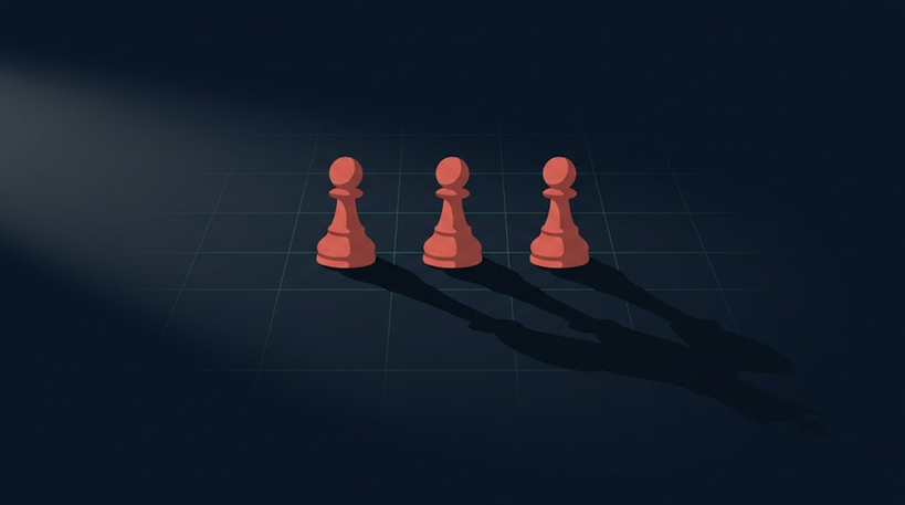 Chess pawns illustrating how seemingly independent positions are actually correlated
